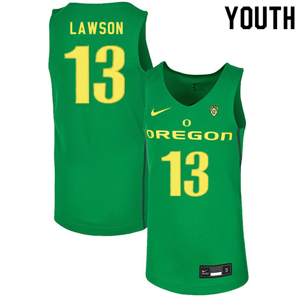 Youth #13 Chandler Lawson Oregon Ducks College Basketball Jerseys Sale-Green